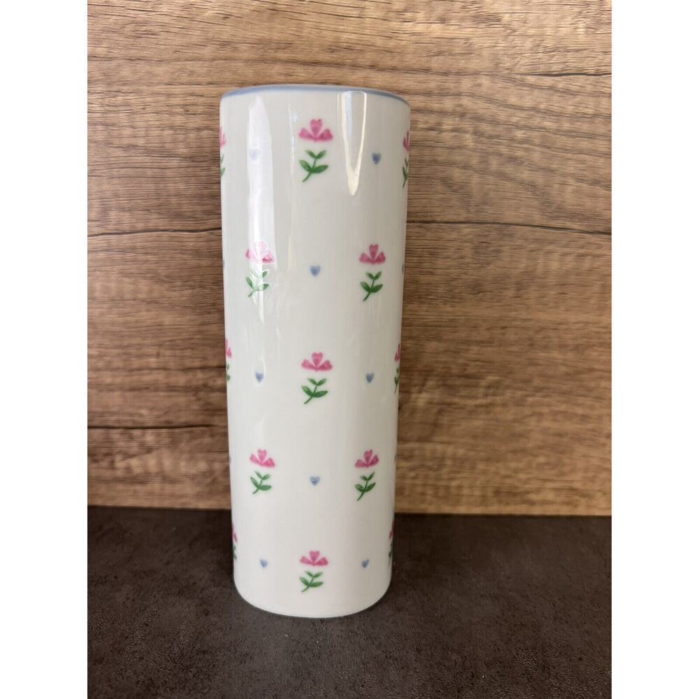 Vintage FTD Floral Hearts White Porcelain 6.5 Bud Vase Japan - Picture 3 of 11